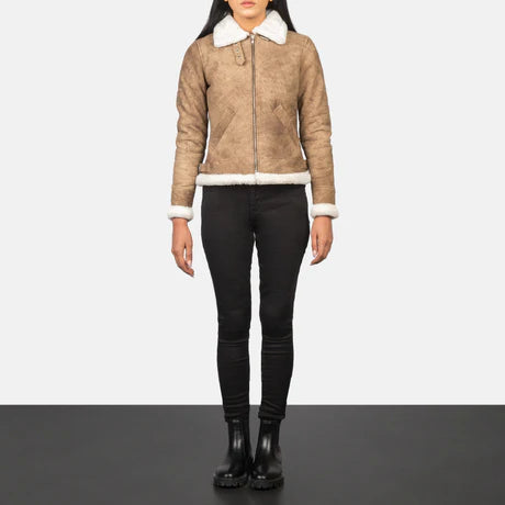 Sherilyn B-3 Black & White Leather Bomber Jacket