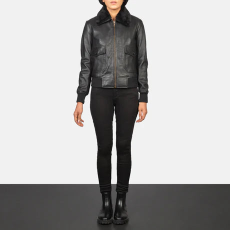 Stella G-1 Black Leather Bomber Jacket