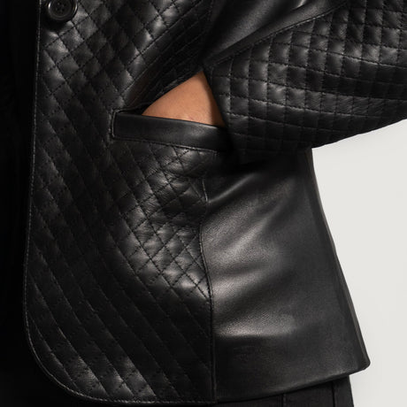 Cora Quilted Black Leather Blazer