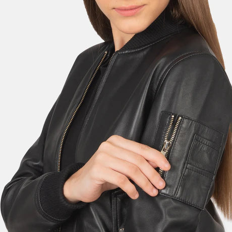 Ava Ma-1 Blue Suede Bomber Jacket