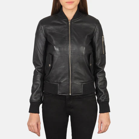 Ava Ma-1 Blue Suede Bomber Jacket
