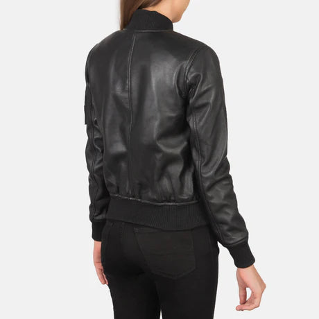 Ava Ma-1 Blue Suede Bomber Jacket