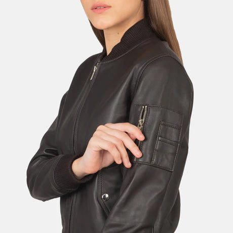 Ava Ma-1 Blue Suede Bomber Jacket