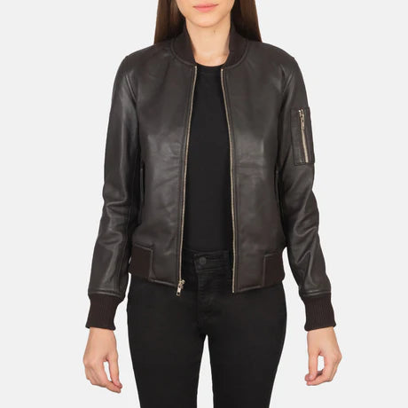 Ava Ma-1 Blue Suede Bomber Jacket