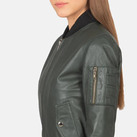 Ava Ma-1 Blue Suede Bomber Jacket