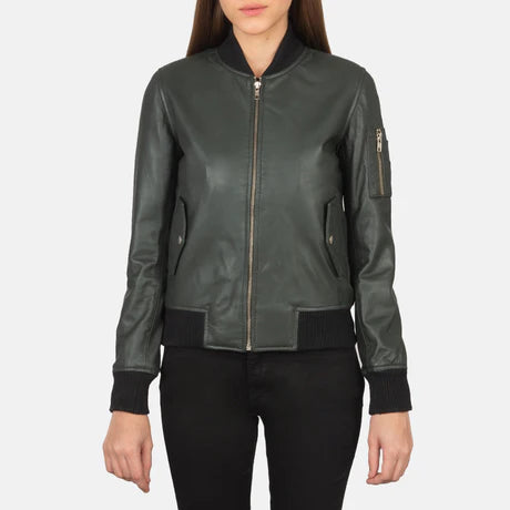 Ava Ma-1 Blue Suede Bomber Jacket