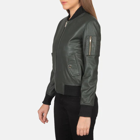 Ava Ma-1 Blue Suede Bomber Jacket