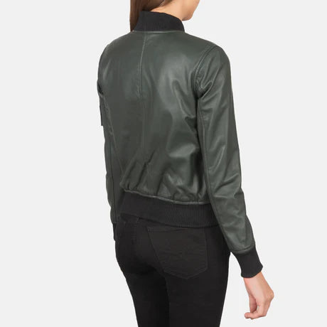Ava Ma-1 Blue Suede Bomber Jacket