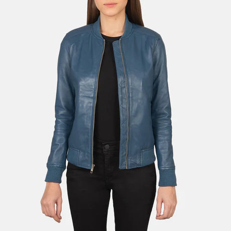 Bliss Black Leather Bomber Jacket