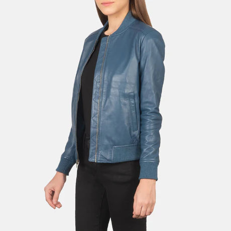 Bliss Black Leather Bomber Jacket