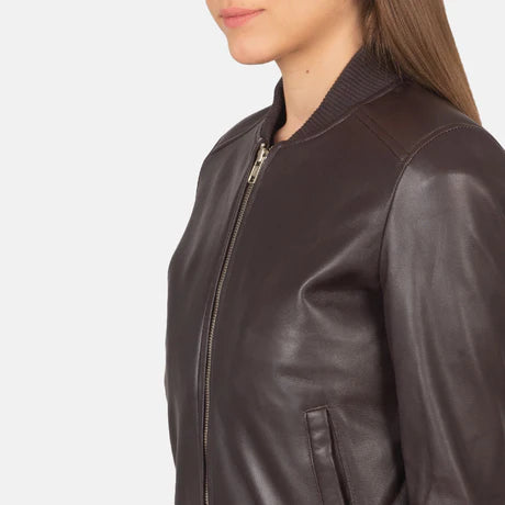 Bliss Black Leather Bomber Jacket