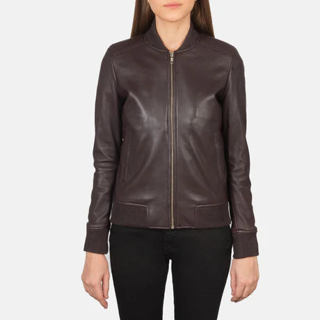 Bliss Black Leather Bomber Jacket