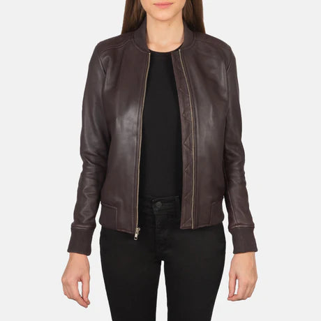 Bliss Black Leather Bomber Jacket