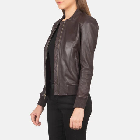 Bliss Black Leather Bomber Jacket