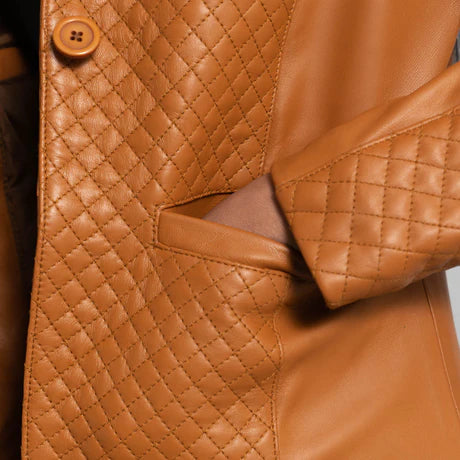 Cora Quilted Black Leather Blazer