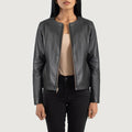 Elixir Black Collarless Leather Jacket