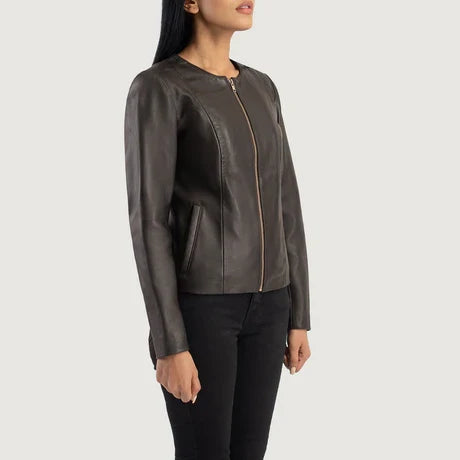 women's dark brown leather jacket