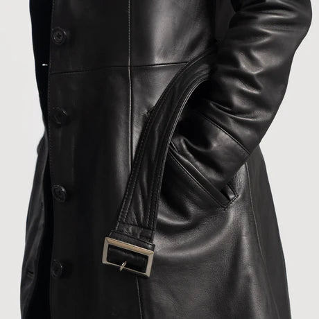 Moonlight Silver Leather Trench Coat