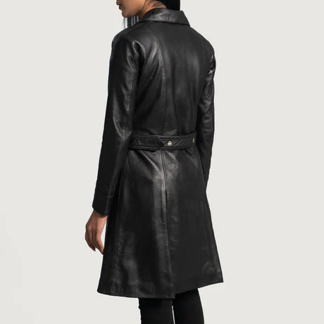 Moonlight Silver Leather Trench Coat