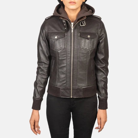 women's leather bomber jacket