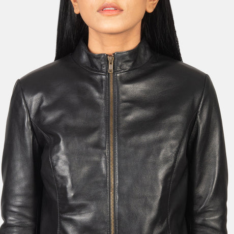 women's slim fit black leather jacket
