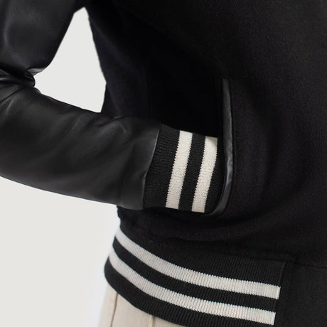Savant Black & White Hybrid Varsity Jacket