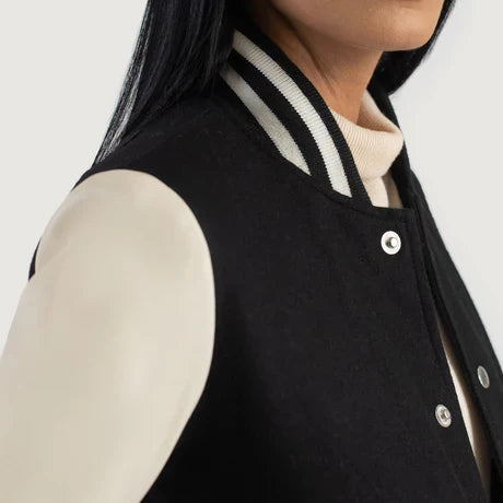Women's Black Cream Varsity Jacket