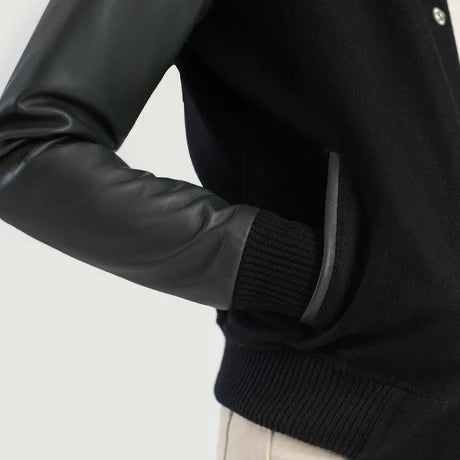 Savant Black & White Hybrid Varsity Jacket