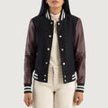 Savant Maroon & Black Hybrid Varsity Jacket