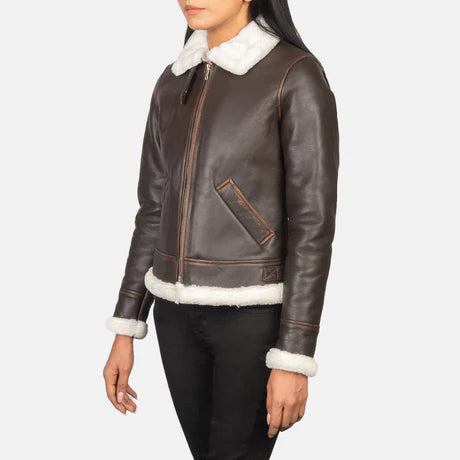 Sherilyn B-3 Black & White Leather Bomber Jacket