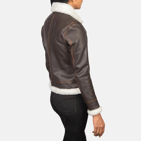 Sherilyn B-3 Black & White Leather Bomber Jacket