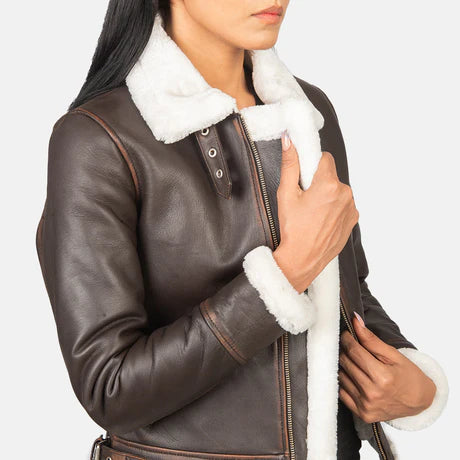 Sherilyn B-3 Black & White Leather Bomber Jacket