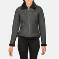 Sherilyn B-3 Black & White Leather Bomber Jacket