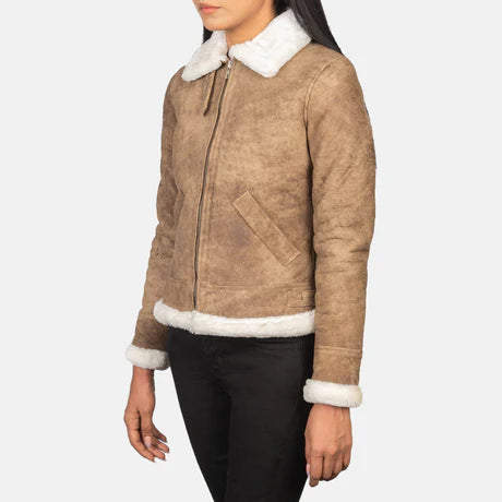 Sherilyn B-3 Black & White Leather Bomber Jacket