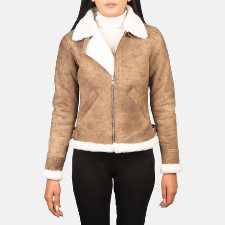 Sherilyn B-3 Black & White Leather Bomber Jacket