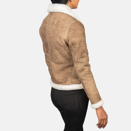 Sherilyn B-3 Black & White Leather Bomber Jacket