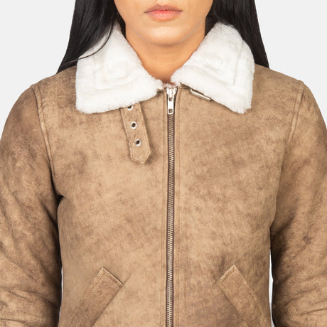 Sherilyn B-3 Black & White Leather Bomber Jacket