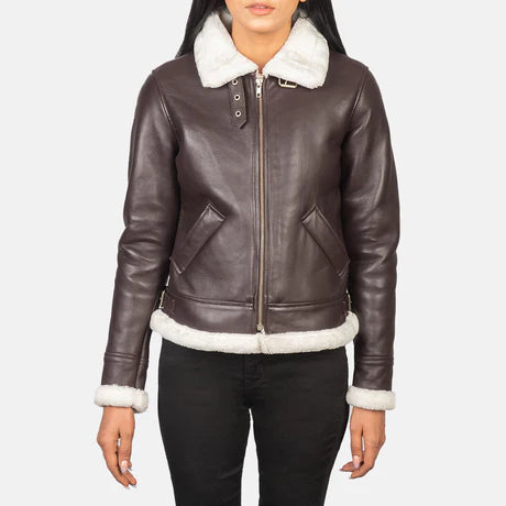 Sherilyn B-3 Black & White Leather Bomber Jacket
