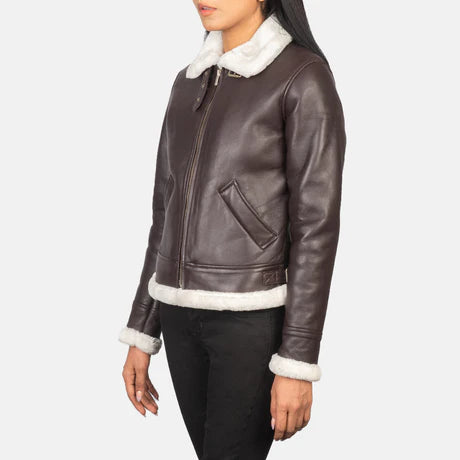 Sherilyn B-3 Black & White Leather Bomber Jacket