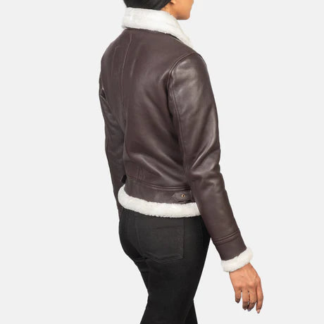 Sherilyn B-3 Black & White Leather Bomber Jacket