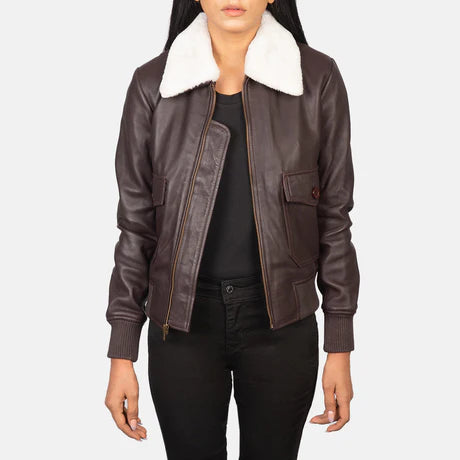 dark brown leather jacket women