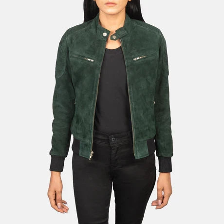  women's forest green bomber jacket