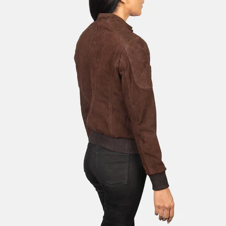 women's brown suede bomber jacket