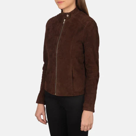 Women's Black Genuine Leather Cafe Racer Jacket