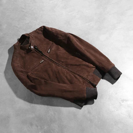 Women's Brown Suede Bomber Leather Jacket