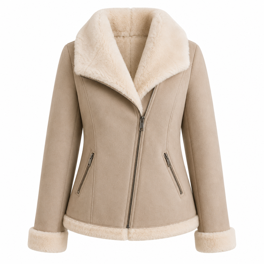 Women's Light Gray Faux Shearling Jacket