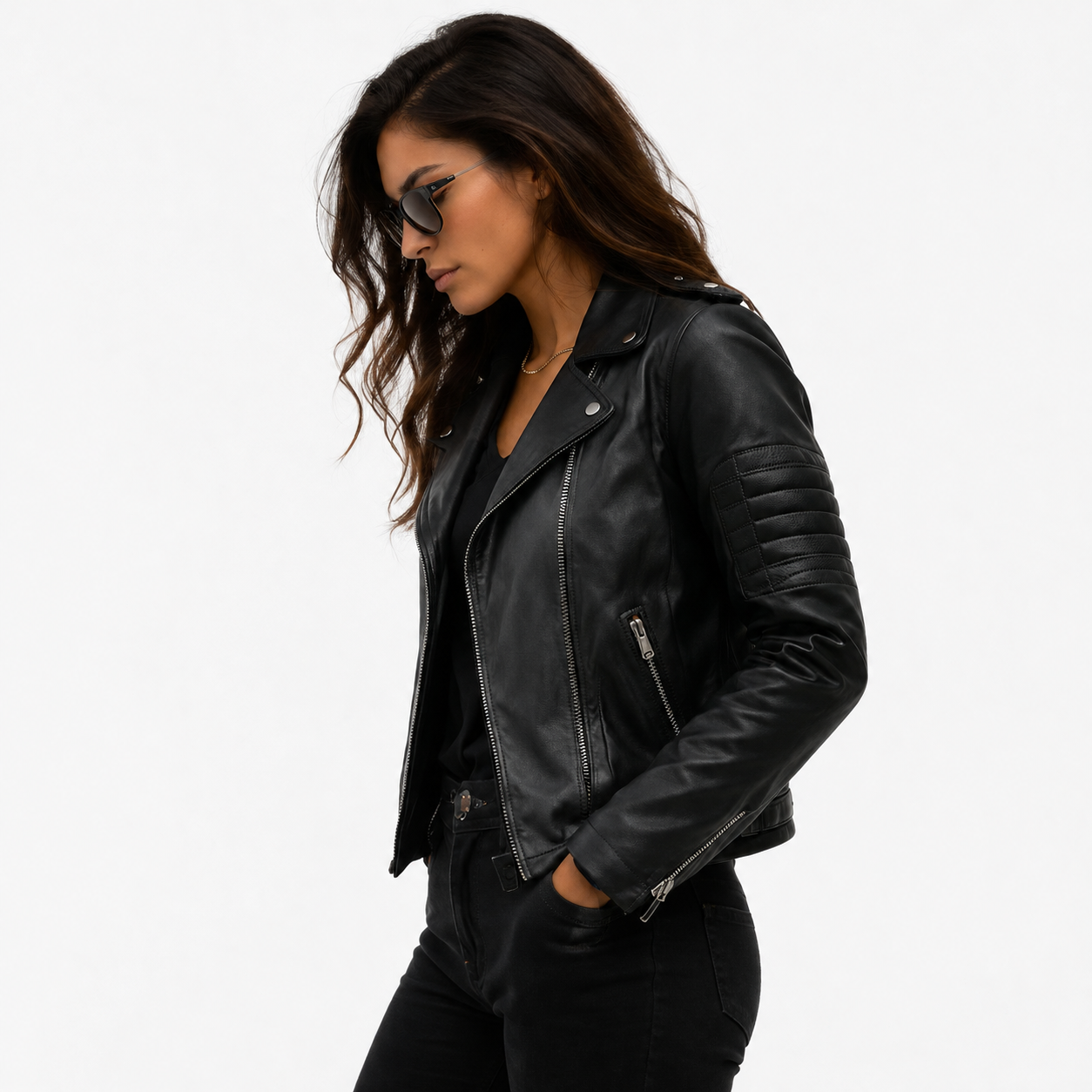 Women's Black Classic Biker Leather Jacket