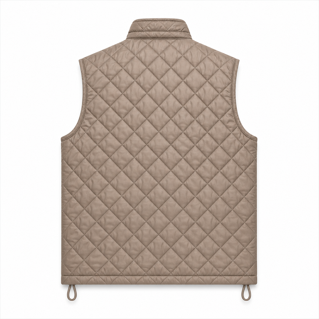 Men's cream or off-white diamond-quilted vest
