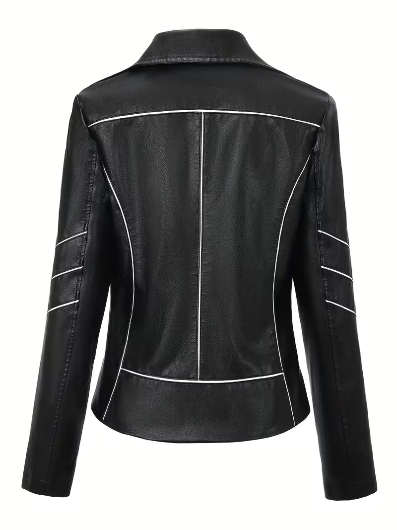 Faux-Leather Asymmetric Biker Jacket