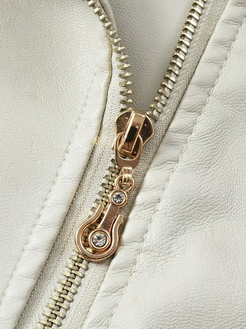 Faux-Leather Asymmetric Biker Jacket